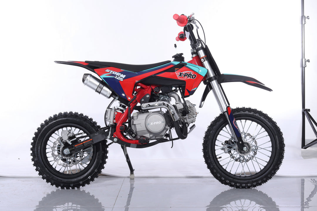Free Shipping! X-PRO Storm 125cc Dirt Bike with 4-Speed Semi-Automatic Transmission, Kick Start, Big 14in/12in Tires! Zongshen Brand Engine!