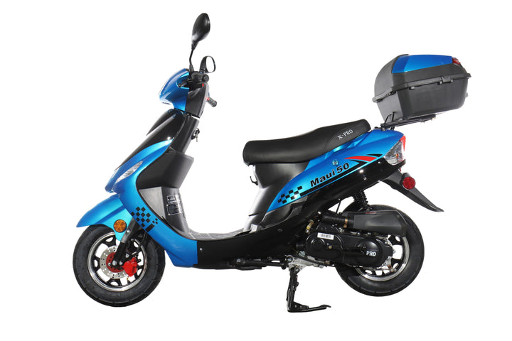 Free Shipping! X-PRO Maui 50cc Moped Scooter with 10" Wheels! Electric/Kick Start! Large LED Headlights!