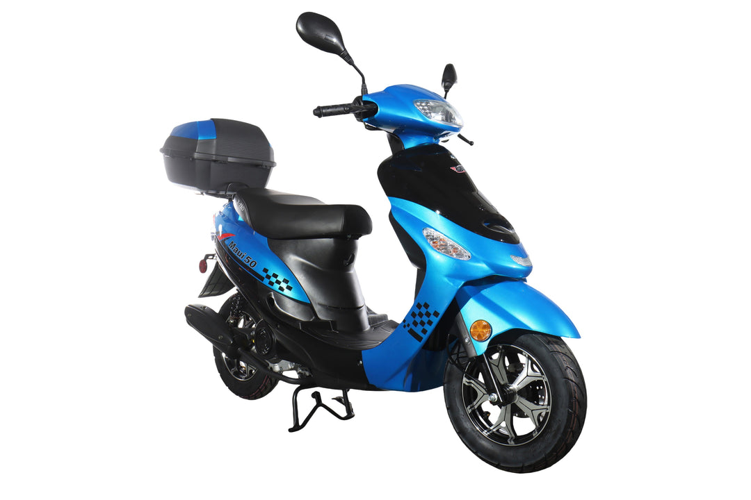 Free Shipping! X-PRO Maui 50cc Moped Scooter with 10" Wheels! Electric/Kick Start! Large LED Headlights!