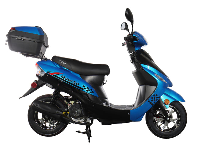 Free Shipping! X-PRO Maui 50cc Moped Scooter with 10" Wheels! Electric/Kick Start! Large LED Headlights!