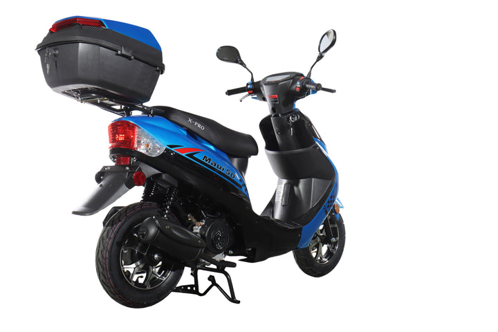 Free Shipping! X-PRO Maui 50cc Moped Scooter with 10" Wheels! Electric/Kick Start! Large LED Headlights!