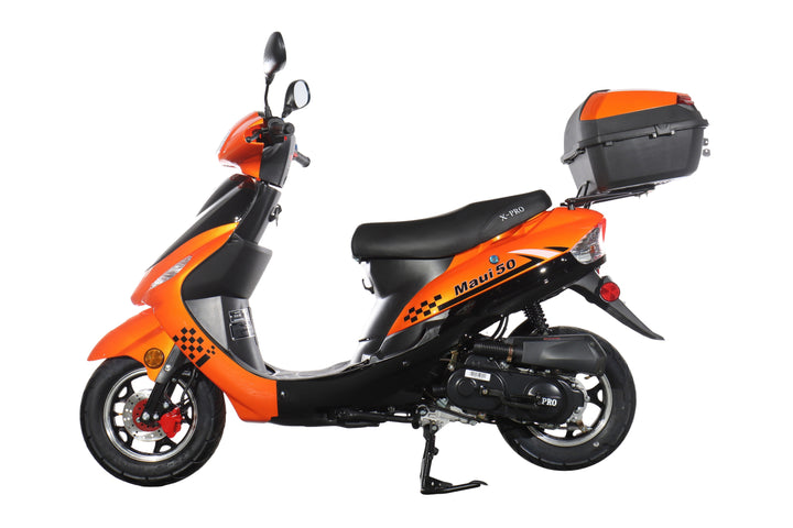 Free Shipping! X-PRO Maui 50cc Moped Scooter with 10" Wheels! Electric/Kick Start! Large LED Headlights!
