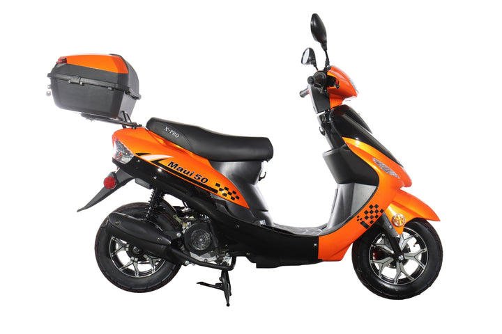 Free Shipping! X-PRO Maui 50cc Moped Scooter with 10" Wheels! Electric/Kick Start! Large LED Headlights!