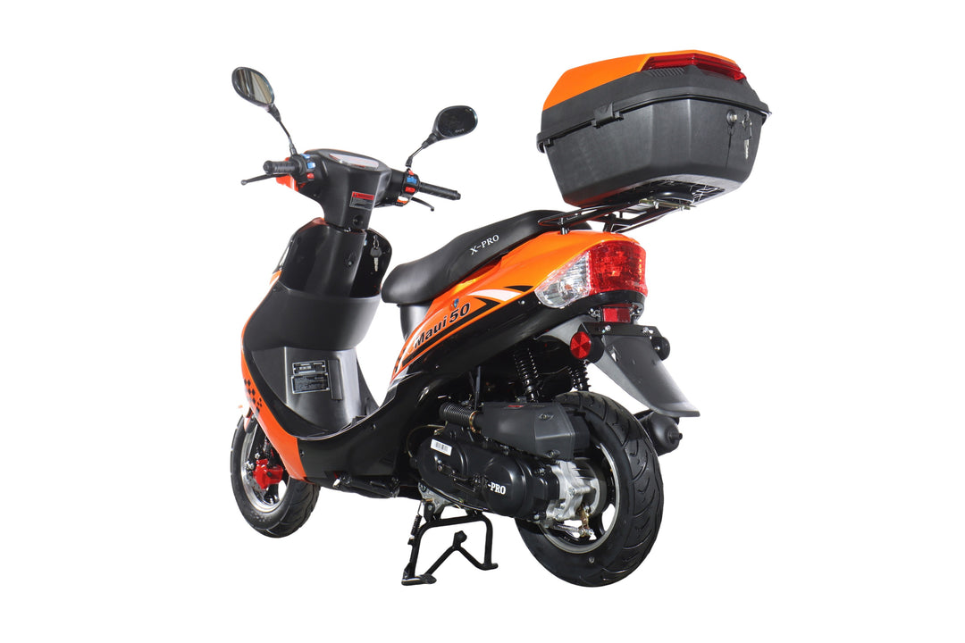 Free Shipping! X-PRO Maui 50cc Moped Scooter with 10" Wheels! Electric/Kick Start! Large LED Headlights!
