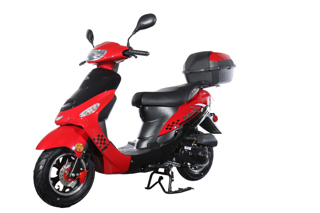 Free Shipping! X-PRO Maui 50cc Moped Scooter with 10" Wheels! Electric/Kick Start! Large LED Headlights!