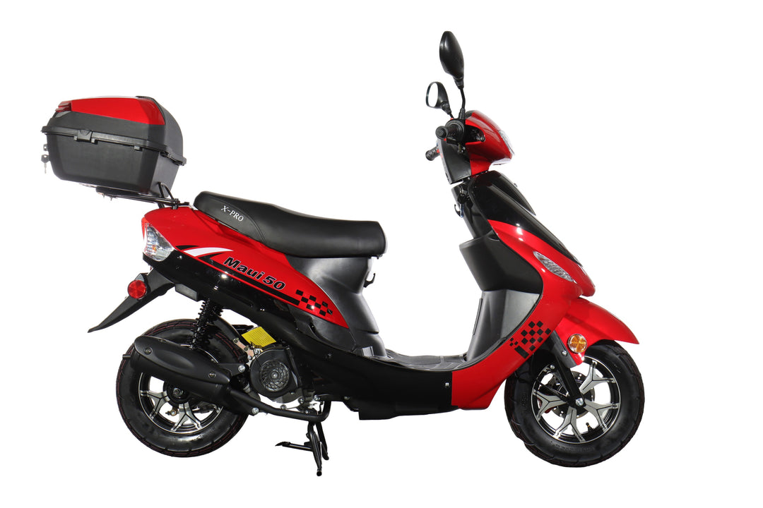 Free Shipping! X-PRO Maui 50cc Moped Scooter with 10" Wheels! Electric/Kick Start! Large LED Headlights!