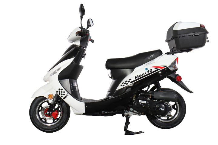 Free Shipping! X-PRO Maui 50cc Moped Scooter with 10" Wheels! Electric/Kick Start! Large LED Headlights!