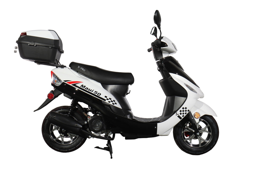 Free Shipping! X-PRO Maui 50cc Moped Scooter with 10" Wheels! Electric/Kick Start! Large LED Headlights!