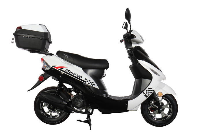 Free Shipping! X-PRO Maui 50cc Moped Scooter with 10" Wheels! Electric/Kick Start! Large LED Headlights!