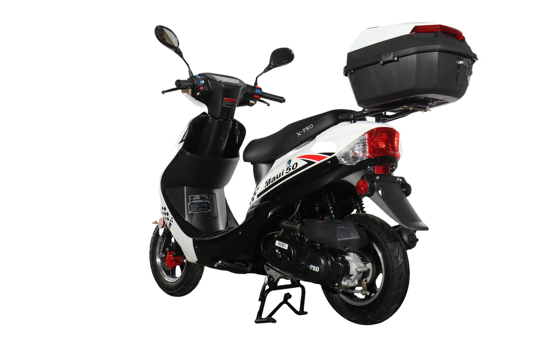 Free Shipping! X-PRO Maui 50cc Moped Scooter with 10" Wheels! Electric/Kick Start! Large LED Headlights!