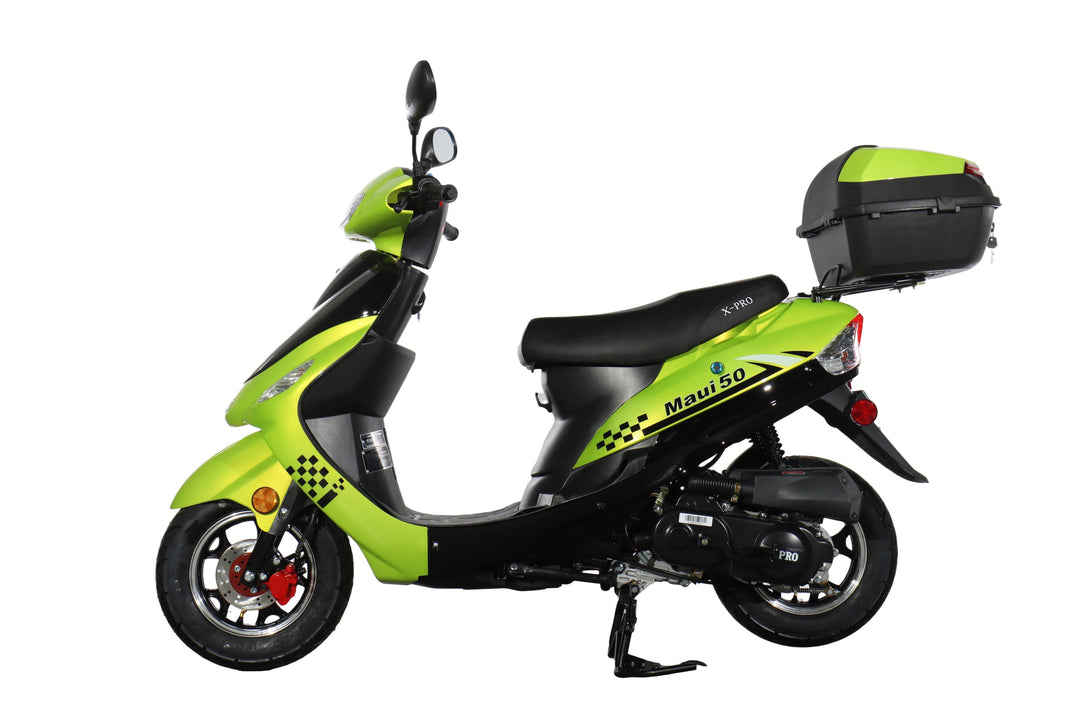 Free Shipping! X-PRO Maui 50cc Moped Scooter with 10" Wheels! Electric/Kick Start! Large LED Headlights!