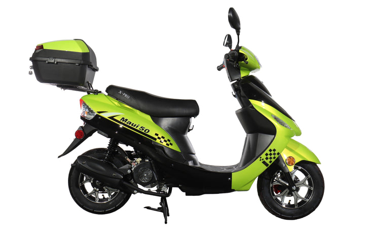 Free Shipping! X-PRO Maui 50cc Moped Scooter with 10" Wheels! Electric/Kick Start! Large LED Headlights!