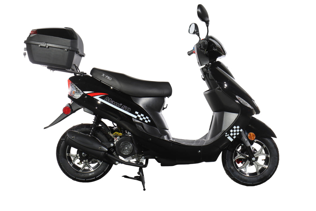Free Shipping! X-PRO Maui 50cc Moped Scooter with 10" Wheels! Electric/Kick Start! Large LED Headlights!