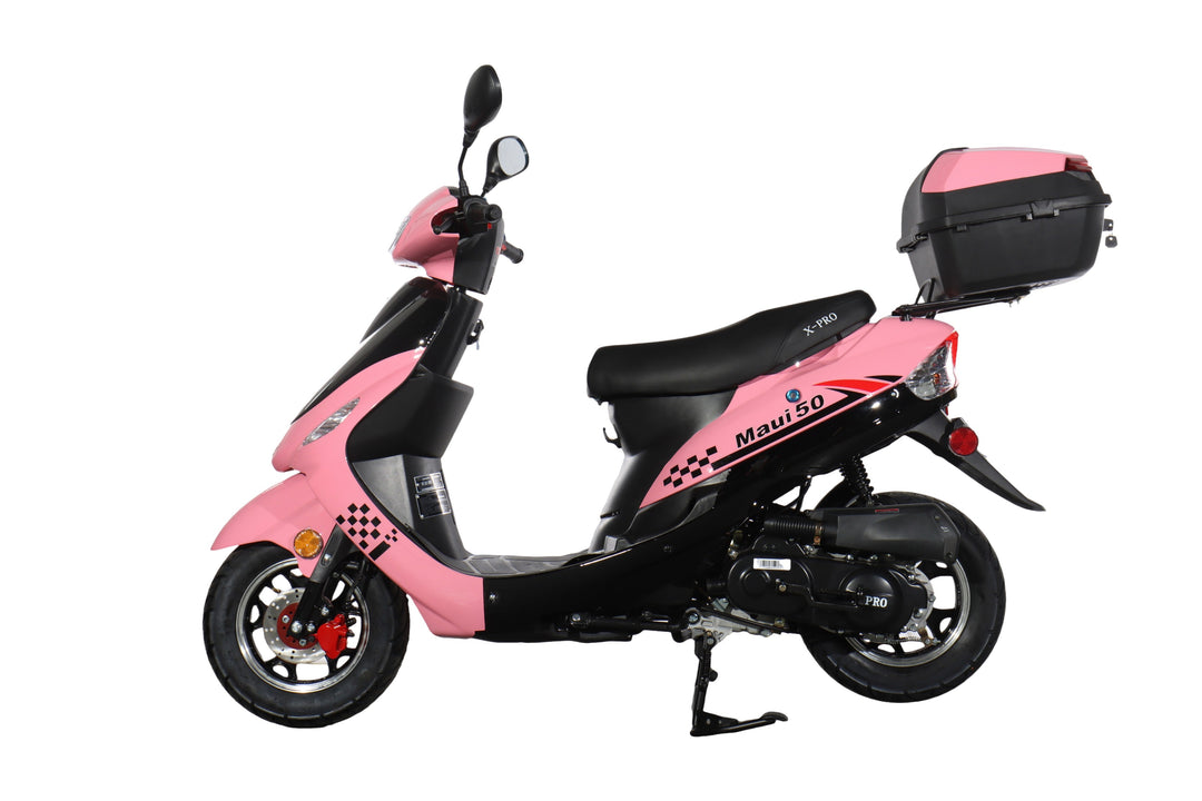 Free Shipping! X-PRO Maui 50cc Moped Scooter with 10" Wheels! Electric/Kick Start! Large LED Headlights!