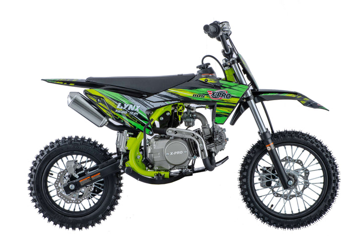 Free Shipping! X-PRO Lynx 110cc Dirt Bike with Semi-Automatic Transmission, Kick Start, Big 14in/12in Tires! Cradle Type Steel Tube Frame!