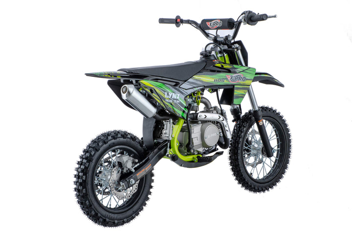 Free Shipping! X-PRO Lynx 110cc Dirt Bike with Semi-Automatic Transmission, Kick Start, Big 14in/12in Tires! Cradle Type Steel Tube Frame!