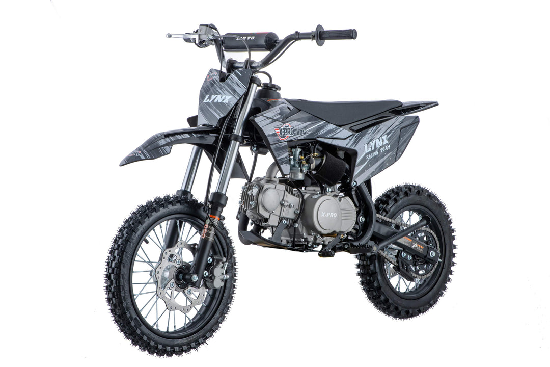 Free Shipping! X-PRO Lynx 110cc Dirt Bike with Semi-Automatic Transmission, Kick Start, Big 14in/12in Tires! Cradle Type Steel Tube Frame!