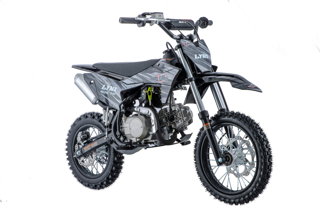 Free Shipping! X-PRO Lynx 110cc Dirt Bike with Semi-Automatic Transmission, Kick Start, Big 14in/12in Tires! Cradle Type Steel Tube Frame!