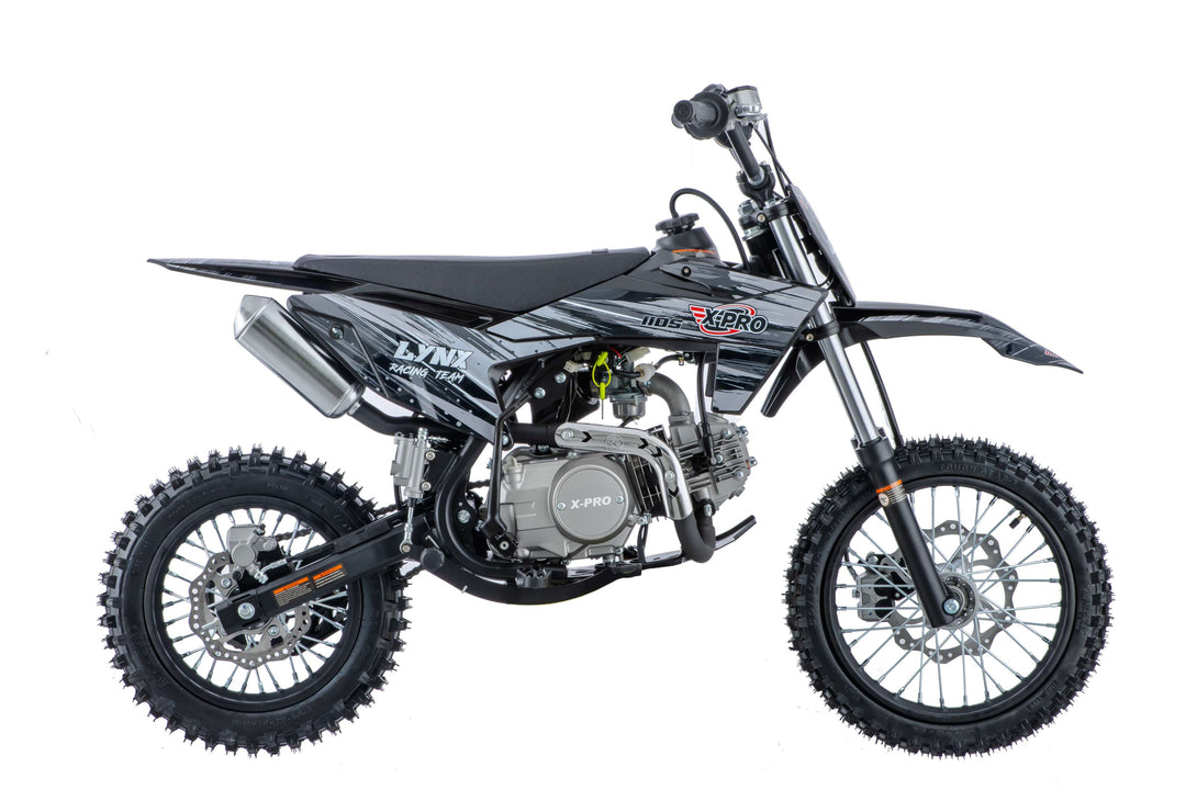 Free Shipping! X-PRO Lynx 110cc Dirt Bike with Semi-Automatic Transmission, Kick Start, Big 14in/12in Tires! Cradle Type Steel Tube Frame!