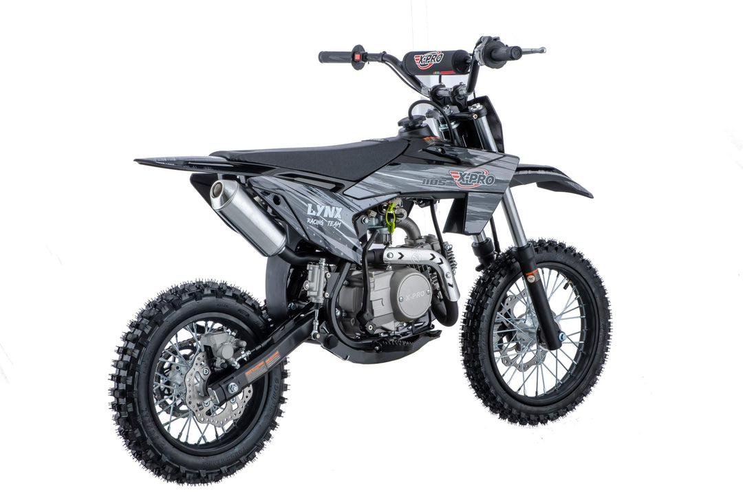 Free Shipping! X-PRO Lynx 110cc Dirt Bike with Semi-Automatic Transmission, Kick Start, Big 14in/12in Tires! Cradle Type Steel Tube Frame!