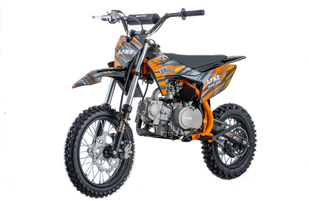 Free Shipping! X-PRO Lynx 110cc Dirt Bike with Semi-Automatic Transmission, Kick Start, Big 14in/12in Tires! Cradle Type Steel Tube Frame!