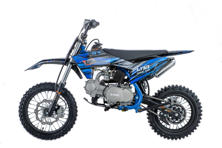Free Shipping! X-PRO Lynx 110cc Dirt Bike with Semi-Automatic Transmission, Kick Start, Big 14in/12in Tires! Cradle Type Steel Tube Frame!