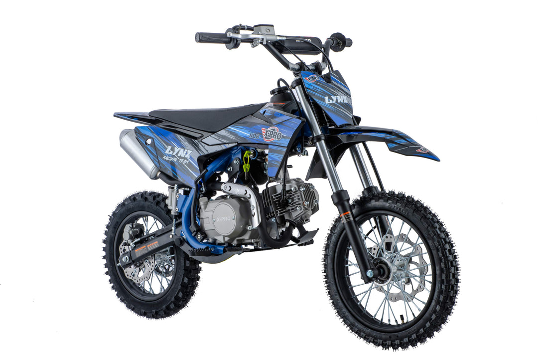 Free Shipping! X-PRO Lynx 110cc Dirt Bike with Semi-Automatic Transmission, Kick Start, Big 14in/12in Tires! Cradle Type Steel Tube Frame!