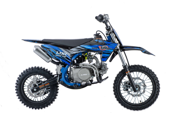 Free Shipping! X-PRO Lynx 110cc Dirt Bike with Semi-Automatic Transmission, Kick Start, Big 14in/12in Tires! Cradle Type Steel Tube Frame!