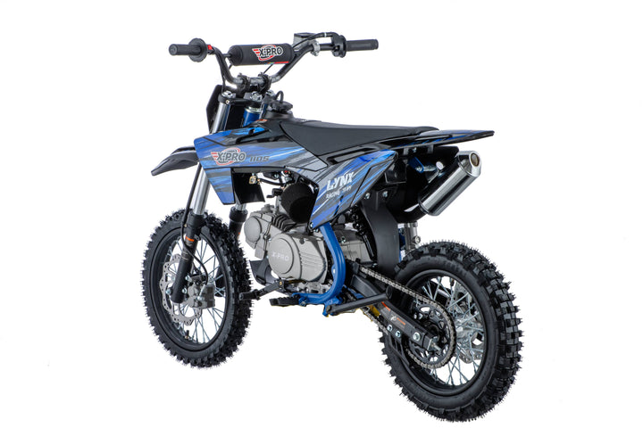 Free Shipping! X-PRO Lynx 110cc Dirt Bike with Semi-Automatic Transmission, Kick Start, Big 14in/12in Tires! Cradle Type Steel Tube Frame!