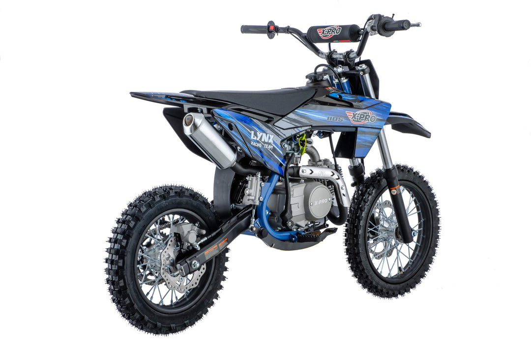 Free Shipping! X-PRO Lynx 110cc Dirt Bike with Semi-Automatic Transmission, Kick Start, Big 14in/12in Tires! Cradle Type Steel Tube Frame!
