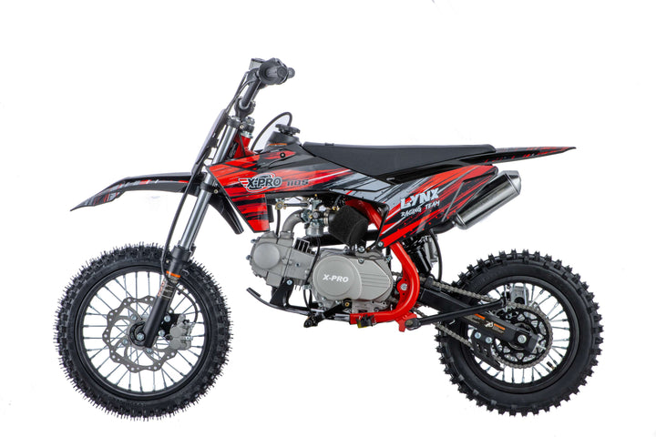 Free Shipping! X-PRO Lynx 110cc Dirt Bike with Semi-Automatic Transmission, Kick Start, Big 14in/12in Tires! Cradle Type Steel Tube Frame!