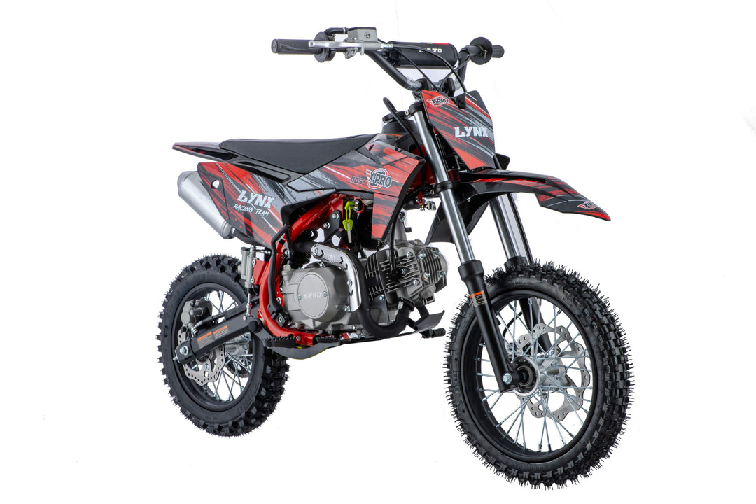 Free Shipping! X-PRO Lynx 110cc Dirt Bike with Semi-Automatic Transmission, Kick Start, Big 14in/12in Tires! Cradle Type Steel Tube Frame!