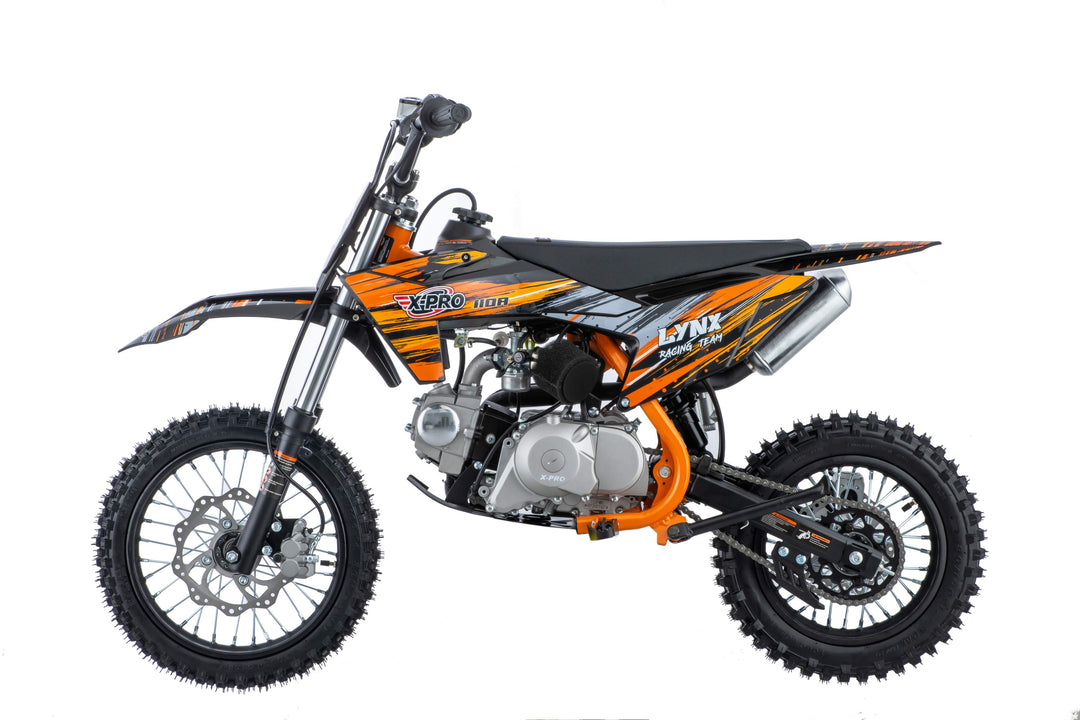 Free Shipping! X-PRO Lynx 110cc Dirt Bike with Automatic Transmission, Electric Start, Big 14"/12" Tires! Cradle Type Steel Tube Frame! Zongshen Brand Engine!