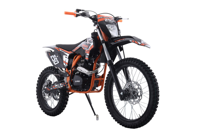 Free Shipping! X-PRO Knight 250 Dirt Bike with LED Headlight, 5-Speed Manual Transmission, Electric/Kick Start! Big 21in/18in Wheels! Zongshen Brand Engine!