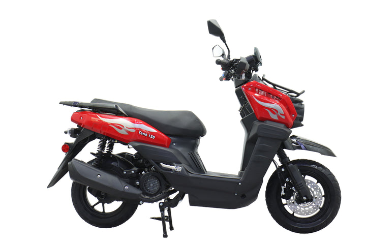 Free Shipping! X-PRO Tank 150cc Moped Scooter with 12" Aluminum Wheels, Electric/Kick Start, Large LED Headlights!