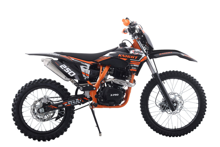 Free Shipping! X-PRO Knight 250 Dirt Bike with LED Headlight, 5-Speed Manual Transmission, Electric/Kick Start! Big 21in/18in Wheels! Zongshen Brand Engine!