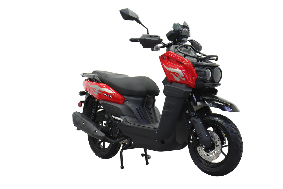 Free Shipping! X-PRO Tank 150cc Moped Scooter with 12" Aluminum Wheels, Electric/Kick Start, Large LED Headlights!