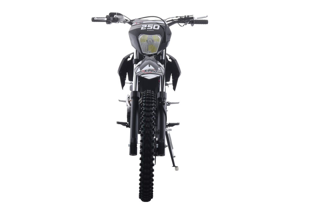 Free Shipping! X-PRO Knight 250 Dirt Bike with LED Headlight, 5-Speed Manual Transmission, Electric/Kick Start! Big 21in/18in Wheels! Zongshen Brand Engine!