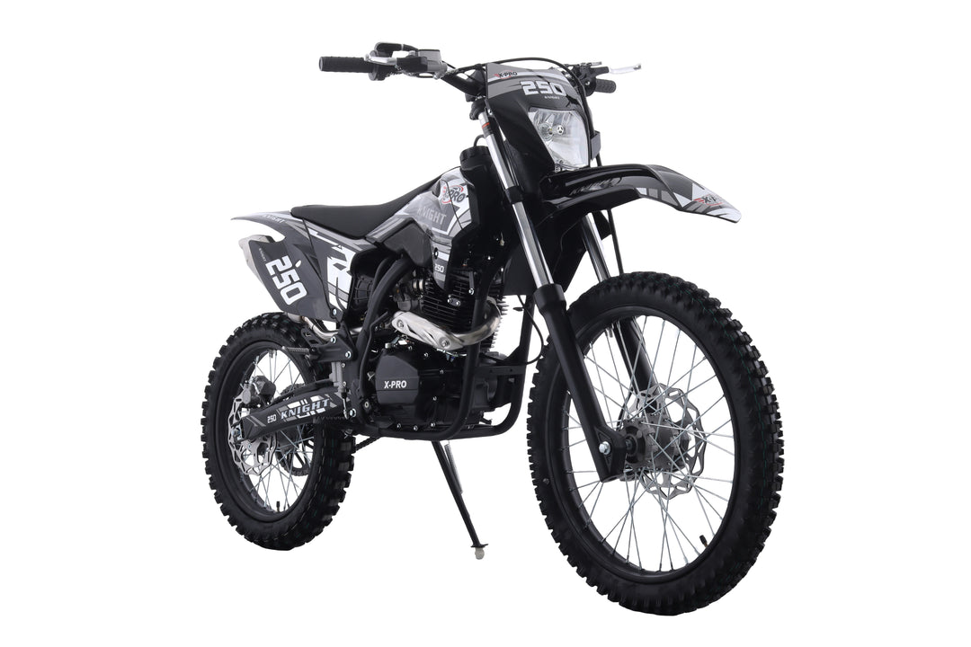 Free Shipping! X-PRO Knight 250 Dirt Bike with LED Headlight, 5-Speed Manual Transmission, Electric/Kick Start! Big 21in/18in Wheels! Zongshen Brand Engine!