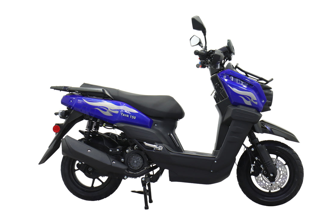 Free Shipping! X-PRO Tank 150cc Moped Scooter with 12" Aluminum Wheels, Electric/Kick Start, Large LED Headlights!