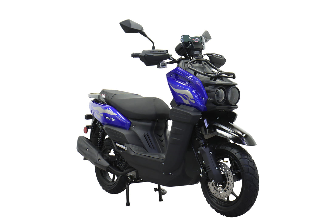 Free Shipping! X-PRO Tank 150cc Moped Scooter with 12" Aluminum Wheels, Electric/Kick Start, Large LED Headlights!