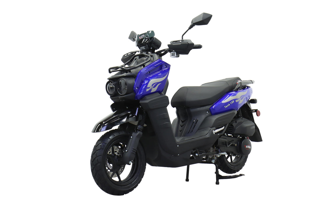 Free Shipping! X-PRO Tank 150cc Moped Scooter with 12" Aluminum Wheels, Electric/Kick Start, Large LED Headlights!