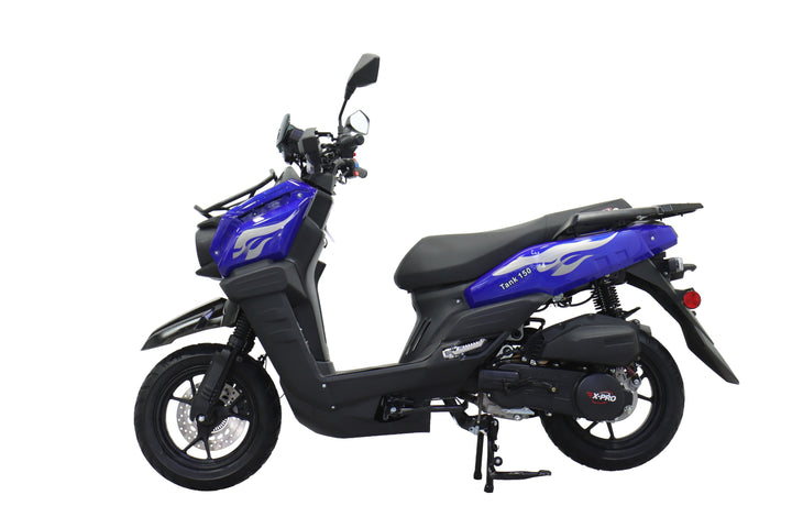 Free Shipping! X-PRO Tank 150cc Moped Scooter with 12" Aluminum Wheels, Electric/Kick Start, Large LED Headlights!