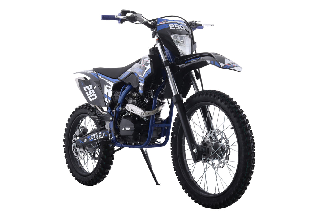 Free Shipping! X-PRO Knight 250 Dirt Bike with LED Headlight, 5-Speed Manual Transmission, Electric/Kick Start! Big 21in/18in Wheels! Zongshen Brand Engine!