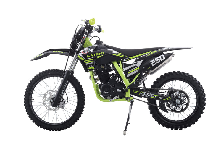 Free Shipping! X-PRO Knight 250 Dirt Bike with LED Headlight, 5-Speed Manual Transmission, Electric/Kick Start! Big 21in/18in Wheels! Zongshen Brand Engine!