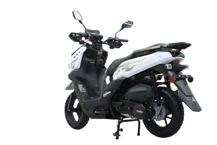 Free Shipping! X-PRO Tank 150cc Moped Scooter with 12" Aluminum Wheels, Electric/Kick Start, Large LED Headlights!