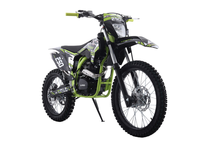 Free Shipping! X-PRO Knight 250 Dirt Bike with LED Headlight, 5-Speed Manual Transmission, Electric/Kick Start! Big 21in/18in Wheels! Zongshen Brand Engine!