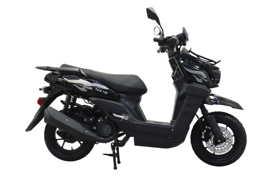 Free Shipping! X-PRO Tank 150cc Moped Scooter with 12" Aluminum Wheels, Electric/Kick Start, Large LED Headlights!