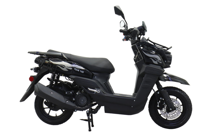 Free Shipping! X-PRO Tank 150cc Moped Scooter with 12" Aluminum Wheels, Electric/Kick Start, Large LED Headlights!