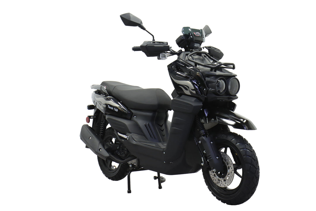 Free Shipping! X-PRO Tank 150cc Moped Scooter with 12" Aluminum Wheels, Electric/Kick Start, Large LED Headlights!